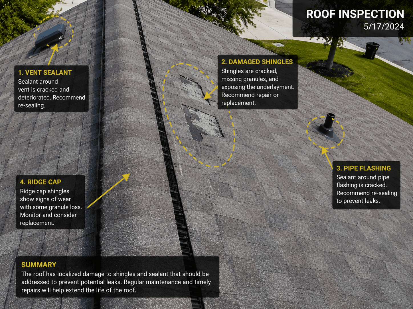 Professional roofing contractor inspecting a residential roof